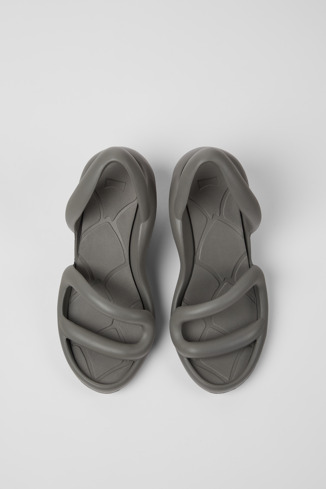 Overhead view of Kobarah Grey unisex sandals