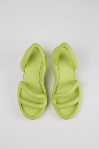 Overhead view of Kobarah Lime unisex sandals