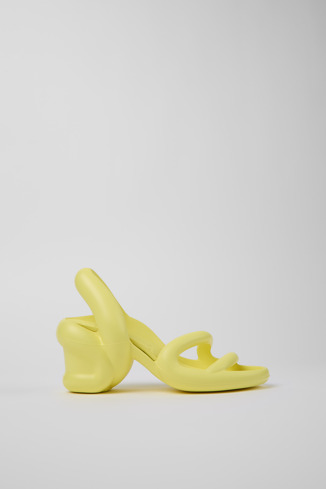 Side view of Kobarah Yellow Synthetic Heeled Sandal for Women