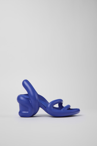 Side view of Kobarah Blue Synthetic Heeled Sandal for Women