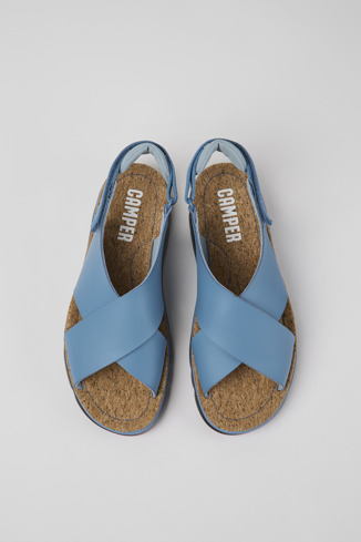 Alternative image of K200157-047 - Oruga - Sandales bleues en cuir et tissu pour femme