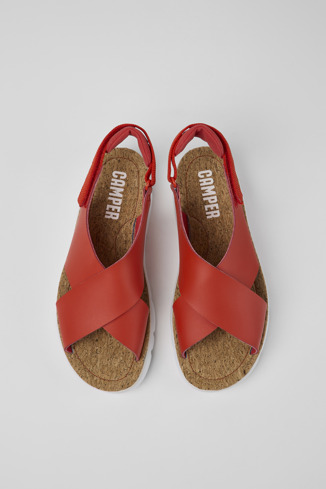 Alternative image of K200157-049 - Oruga - Red leather and textile sandals for women