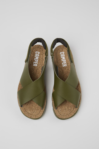 Oruga Groene sandaal van leer/textiel voor dames