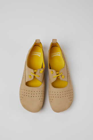 Alternative image of K200441-024 - Right - Chaussures en nubuck beige et jaune pour femme