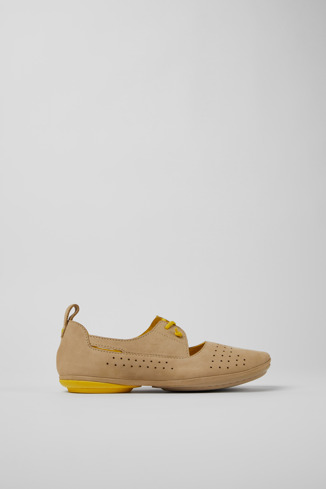 K200441-024 - Right - Chaussures en nubuck beige et jaune pour femme