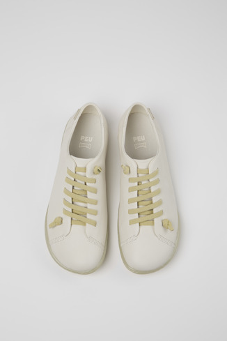 Overhead view of Peu White leather shoes for women