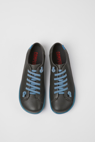 Alternative image of K200514-039 - Peu - Chaussures en cuir gris foncé et bleu pour femme