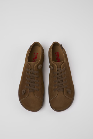 Overhead view of Peu Brown nubuck shoes for women