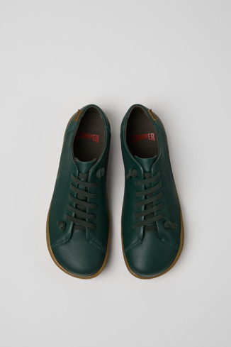 Overhead view of Peu Green Leather Shoes for Women.