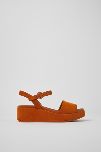 Side view of Misia Brown nubuck sandals for women