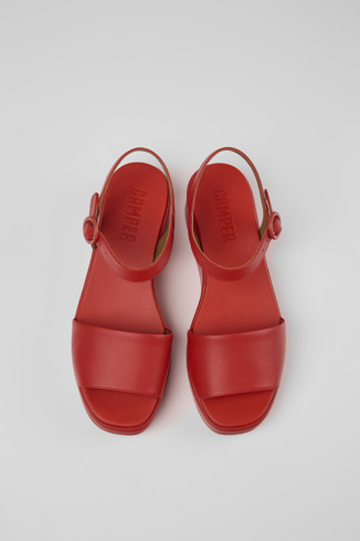 Misia Czerwone skórzane sandały damskie z 2 paskami