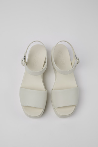 Overhead view of Misia White Leather 2-Strap Sandal for Women