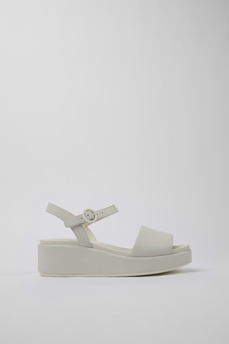 Side view of Misia White Leather 2-Strap Sandal for Women