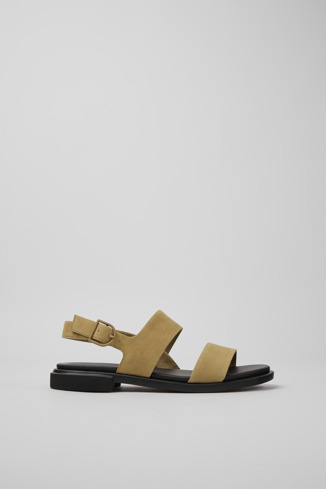 Side view of Edy Brown leather sandals for women