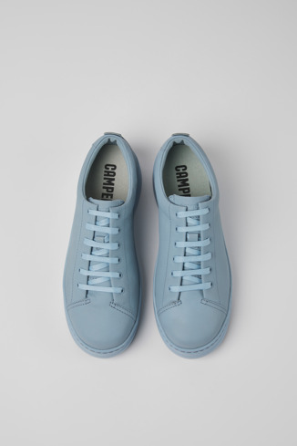 Overhead view of Runner Up Blue leather sneakers for women