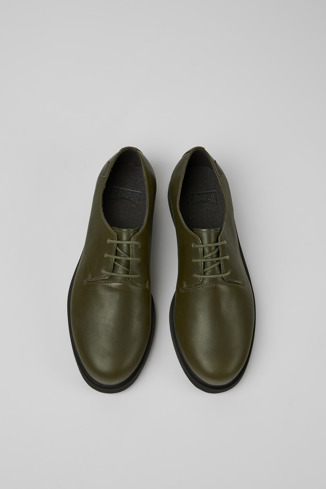 Overhead view of Iman Dark green leather shoes for women