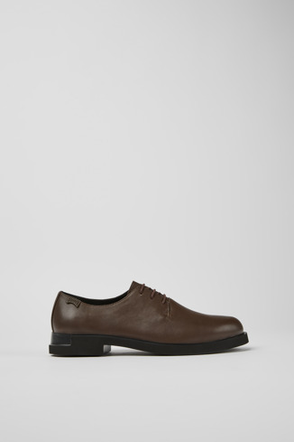 Side view of Iman Dark brown leather shoes for women