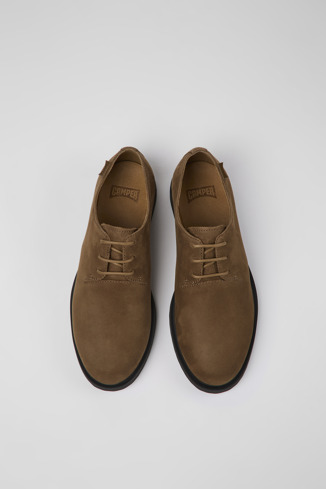 Overhead view of Iman Brown nubuck shoes for women