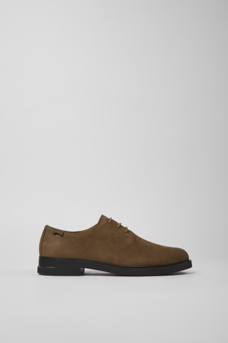 Side view of Iman Brown nubuck shoes for women