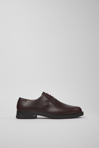 Side view of Iman Burgundy leather shoes for women