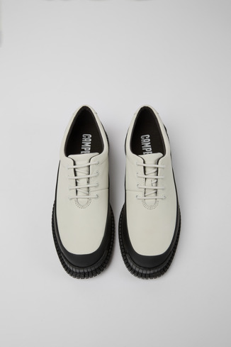 Alternative image of K200687-044 - Pix - Бело-чёрные кожаные женские ботинки на шнуровке