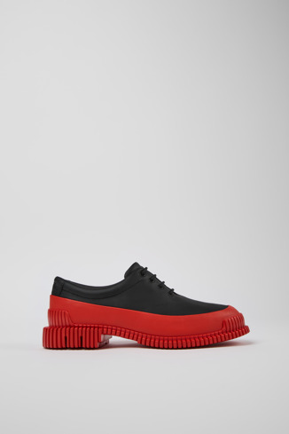 Pix Zapatos de piel negros y rojos con cordones para mujer