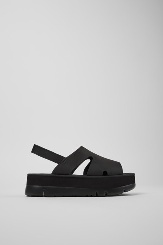 Side view of Oruga Up Black Sandal for Women