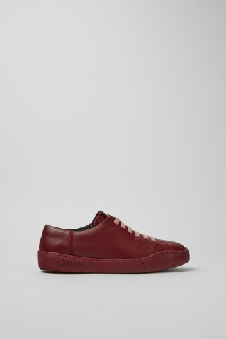 Side view of Peu Touring Burgundy leather sneakers for women