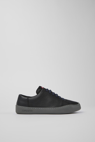 Side view of Peu Touring Black leather sneakers for women