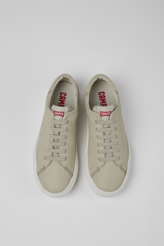Overhead view of Peu Touring Gray leather sneakers for women
