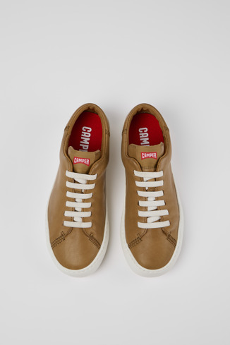 Overhead view of Peu Touring Brown Leather Sneaker for Women