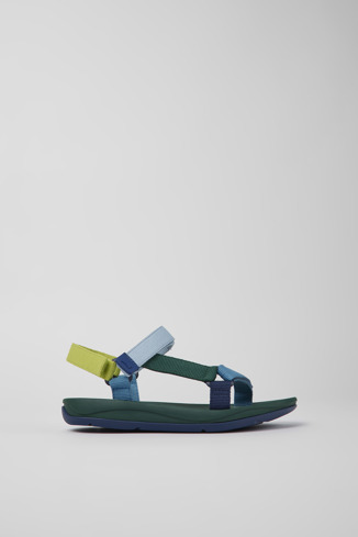 Side view of Match Multicolored textile sandals for women