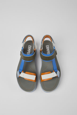 Alternative image of K201037-020 - Oruga Up - Sandalia de piel en color azul, naranja y blanca para mujer
