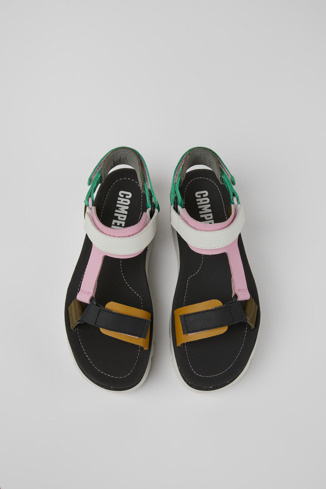 Alternative image of K201037-021 - Oruga Up - Green, pink, and white leather sandals for women