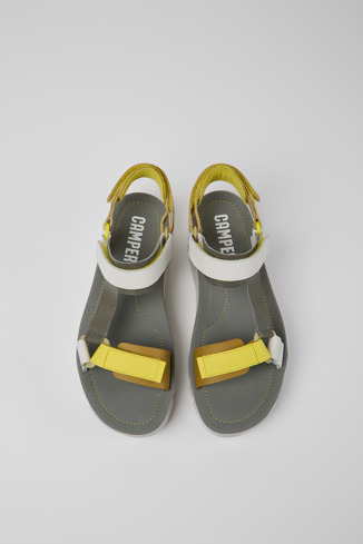 Alternative image of K201037-023 - Oruga Up - White, grey, and yellow leather sandals for women
