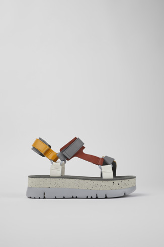 Side view of Oruga Up Multicolored Leather Sandal for Women