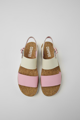 Alternative image of K201038-014 - Oruga - Biało-różowe skórzane sandały damskie