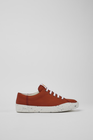 Side view of Peu Touring Red recycled PET sneakers for women