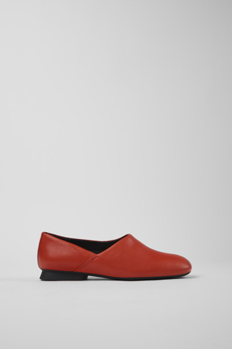 Side view of Casi Myra Red leather ballerinas for women