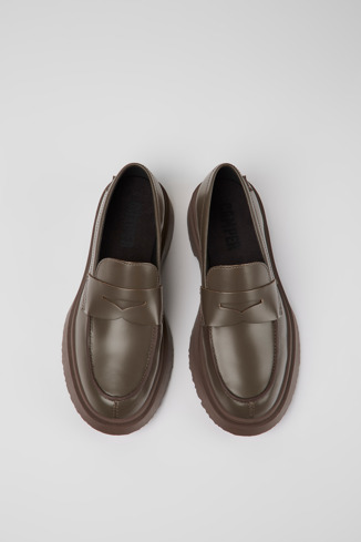 Overhead view of Walden Brown leather loafers for women