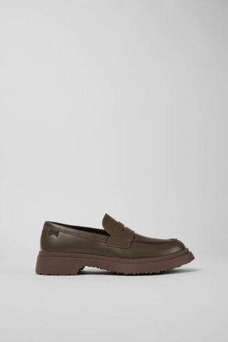 Side view of Walden Brown leather loafers for women