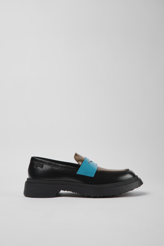 Side view of Twins Multicolored leather loafers for women