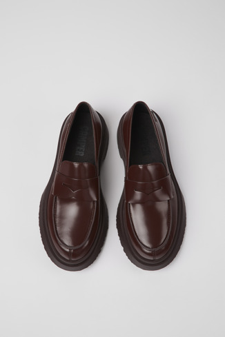 Overhead view of Walden Burgundy leather loafers for women