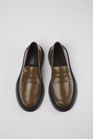 Overhead view of Walden Brown leather loafers for women