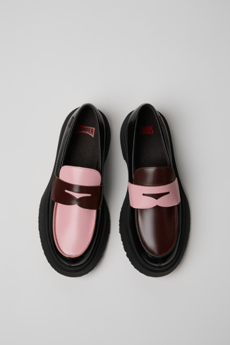 Overhead view of Twins Multicolor Leather Moccasins for Women.