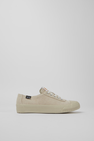 Side view of Camaleon Beige recycled hemp and cotton sneakers for women