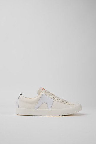 Side view of Imar White leather sneakers for women