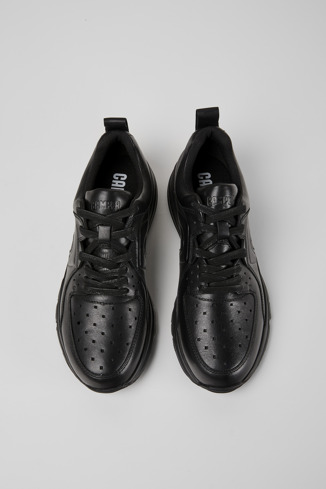 Overhead view of Drift Black leather sneakers for women