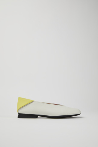 K201253-014 - Casi Myra - 女款白色和黃色皮革芭蕾舞平底鞋