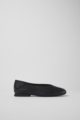 K201253-015 - Casi Myra - Black leather ballerinas for women